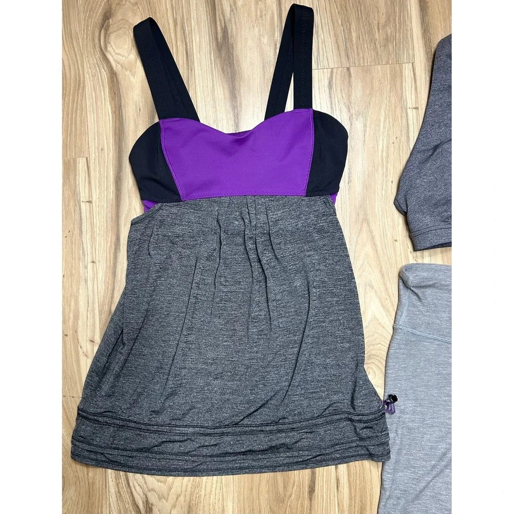 Lululemon Workout Set/3 Womens 4 Tank Top Sports Bra Capri Leggings Gym Athletic